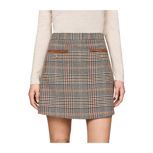 TOMMY HILFIGER Gonna corta Gonna Donna in tweed con bottoni Check cammello - Francavilla Moda
